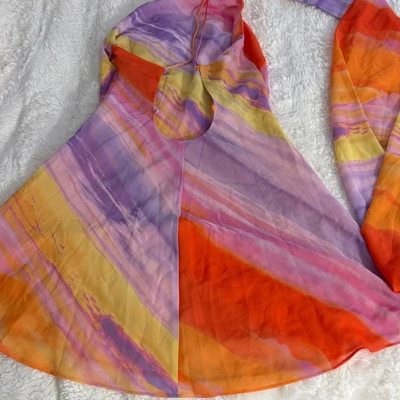 For Love And Lemons Orange and Purple Mini Dress - Picture 9 of 12